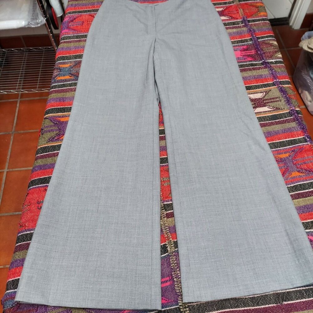 Classiques Entier Size 10 Wool Blend Mid-Rise Wide-Leg Career Dress Pants Gray